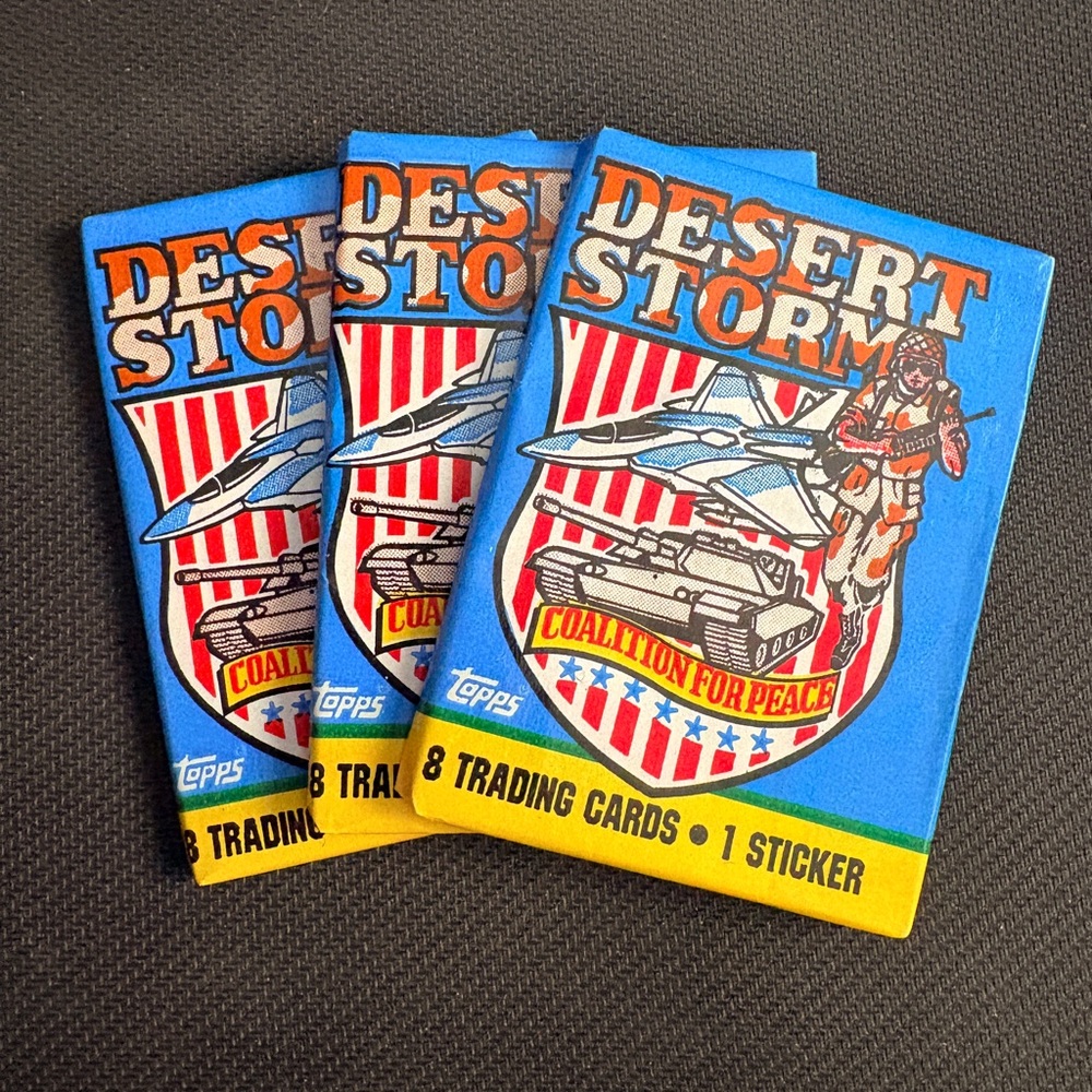 3 packs of collectible Desert Storm trading cards